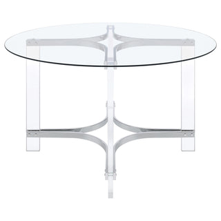 Keeling 47-inch Round Glass Top Acrylic Dining Table Chrome