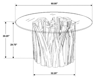 Asbury Round 60-inch Glass Top Dining Table Teak Brown