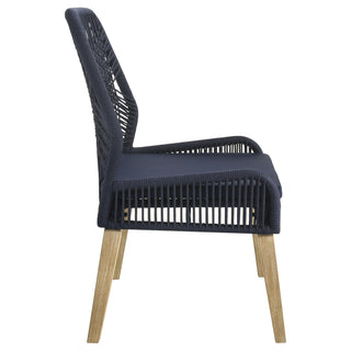 Nakia Woven Rope Dining Side Chairs Dark Navy (Set of 2)