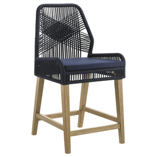 Nakia Woven Rope Counter Chair with Cushion Navy (Set of 2)