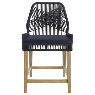 Nakia Woven Rope Counter Chair with Cushion Navy (Set of 2)