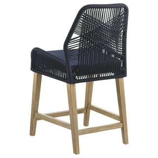 Nakia Woven Rope Counter Chair with Cushion Navy (Set of 2)
