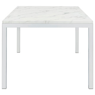 Athena Rectangular 64-inch Faux Marble Dining Table Chrome