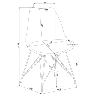 Juniper Polypropylene Dining Side Chair Grey (Set of 2)