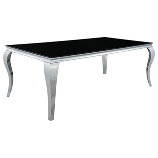 Carone 5-piece 81-inch Rectangular Black Glass Dining Set Teal
