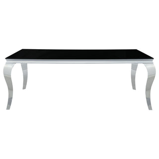 Carone 5-piece 81-inch Rectangular Black Glass Dining Set Teal