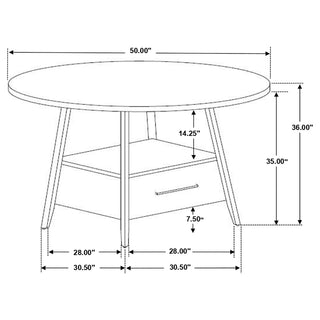 Gibson Round 50-inch Counter Height Dining Table Yukon Oak