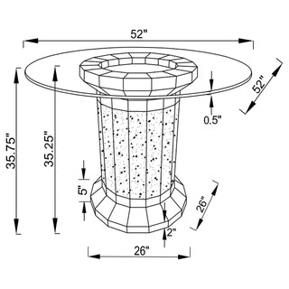 Ellie 52-inch Glass Top Counter Height Dining Table Silver