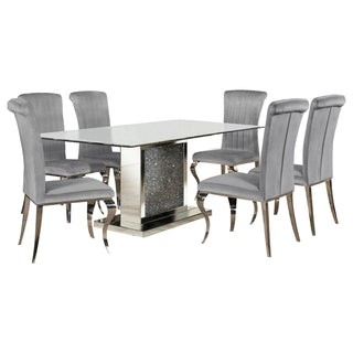 Marilyn 5-piece Rectangular Mirrored Dining Table Set Grey