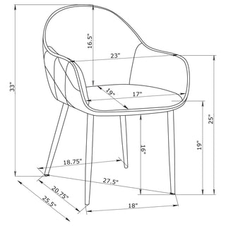Emma Fabric Upholstered Dining Arm Chair Charcoal (Set of 2)