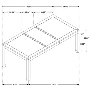 Elodie Rectangular 78-inch Extension Leaf Dining Table Black