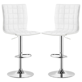 Ashbury Upholstered Adjustable Bar Stool White (Set of 2)