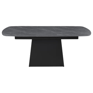 Potero 73-inch Faux Marble Extension Leaf Dining Table Black