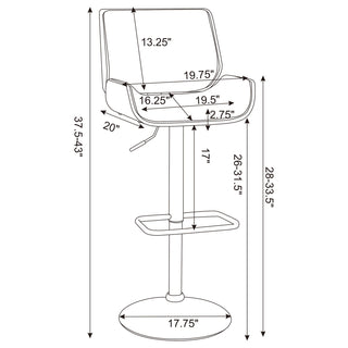 Folsom Upholstered Adjustable Bar Stool Black and Chrome