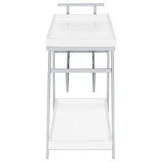 Kinney 1-drawer Engineered Wood Bar Cart White High Gloss