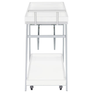 Kinney 1-drawer Engineered Wood Bar Cart White High Gloss