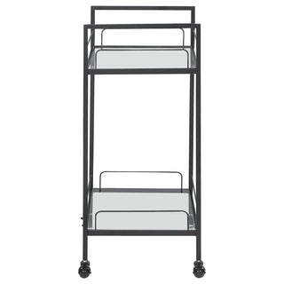 Curltis 2-tier Rectangular Glass Shelf Metal Bar Cart Black