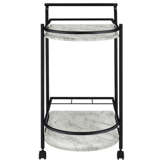 Desiree 2-tier Faux Marble Shelf Metal Bar Cart Black
