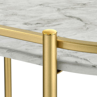 Desiree 2-tier Faux Marble Shelf Metal Bar Cart Gold