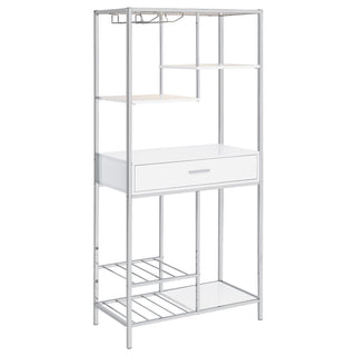 Figueroa 5-shelf LED Wine Storage Bar Cabinet White High Gloss