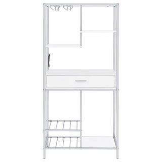 Figueroa 5-shelf LED Wine Storage Bar Cabinet White High Gloss