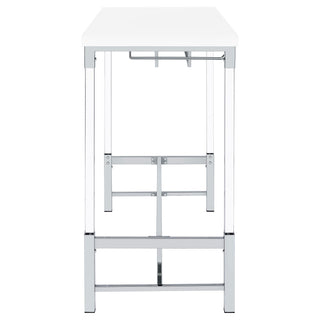 Norcrest 47-inch Acrylic Leg Bar Table White High Gloss