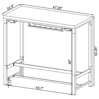 Norcrest 47-inch Acrylic Leg Bar Table White High Gloss