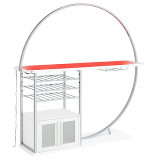 Risley 2-door Circular LED Home Bar Cabinet White High Gloss
