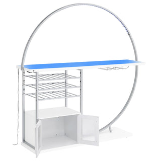 Risley 2-door Circular LED Home Bar Cabinet White High Gloss