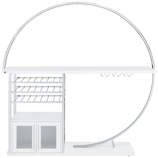 Risley 2-door Circular LED Home Bar Cabinet White High Gloss