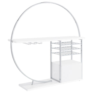 Risley 2-door Circular LED Home Bar Cabinet White High Gloss