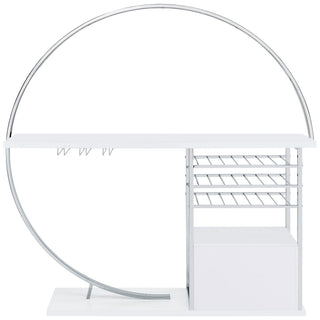Risley 2-door Circular LED Home Bar Cabinet White High Gloss
