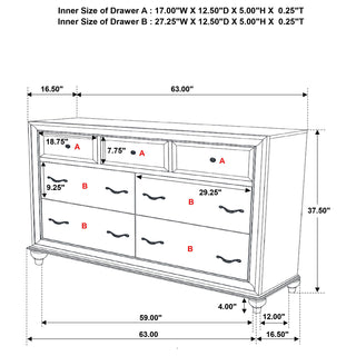Barzini 7-drawer Dresser Black