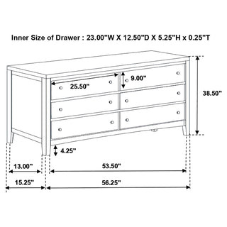 Carlton 6-drawer Dresser Cappuccino