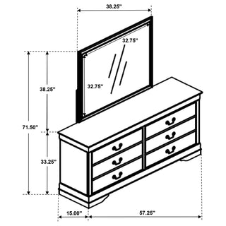 Louis Philippe 6-drawer Dresser and Mirror White