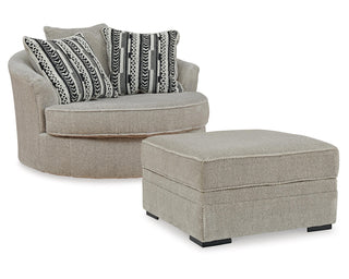 Calnita Oversized Swivel Chair and Ottoman