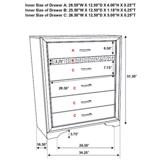 Miranda 5-drawer Bedroom Chest White