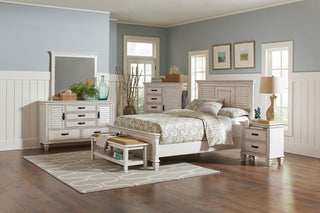 Franco Wood Eastern King Panel Bed Distressed White