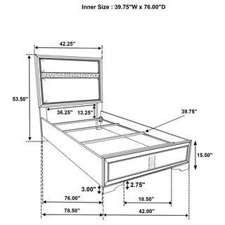 Miranda 54-inch Upholstered Twin Panel Bed Black