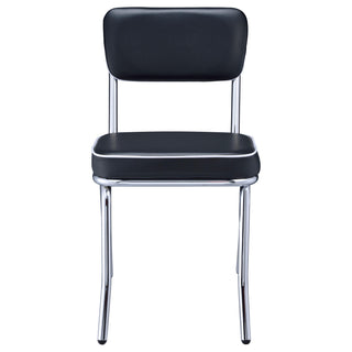 Retro Upholstered Dining Side Chair Black (Set of 2)