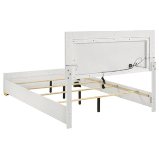 Marceline Wood Queen LED Panel Bed White