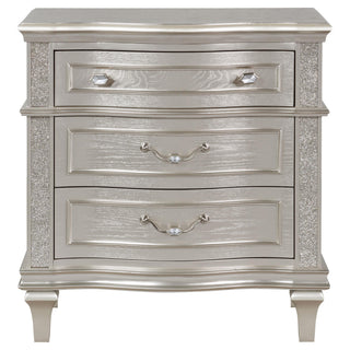 Evangeline 3-drawer Nightstand Silver Oak