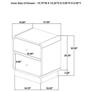 Cavelle 2-drawer Nightstand Bedside Table Black