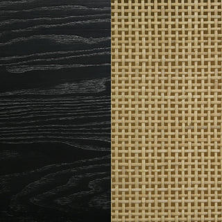 Arini Rattan Queen Panel Bed Black and Natural