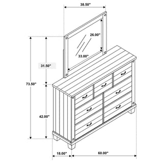 Lilith 7-drawer Dresser with Mirror Distressed White