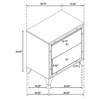 Larue 2-drawer Nightstand Silver