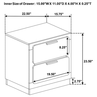 Caraway 2-drawer Nightstand White