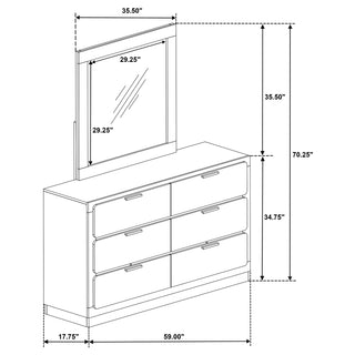 Caraway 6-drawer Dresser with Mirror Black