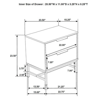 Sonora 2-drawer Nightstand Bedside Table White