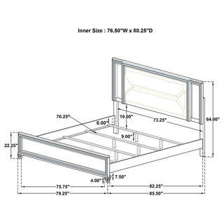 Marmore 64-inch Eastern King Panel Bed LED Headboard White